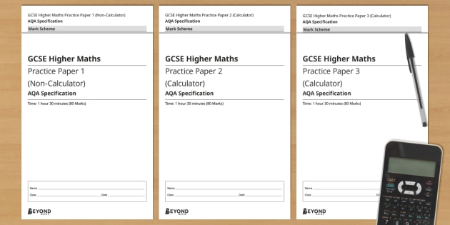Gcse Maths Specimen Practice Papers 1 2 And 3 Higher Set B Aqa