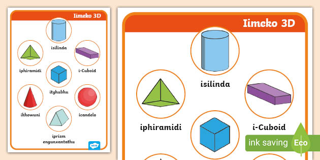 3d shape posters isixhosa iimeko 3d teacher made
