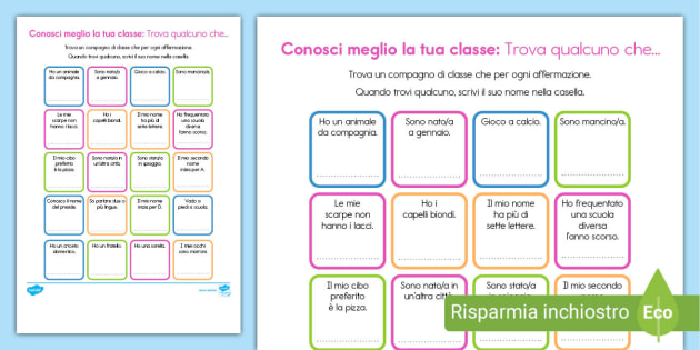 Attività: Trova qualcuno che (teacher made) - Twinkl