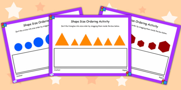 shape size ordering activity for iwb teacher made