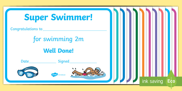 Free Printable Swimming Certificates PRINTABLE TEMPLATES
