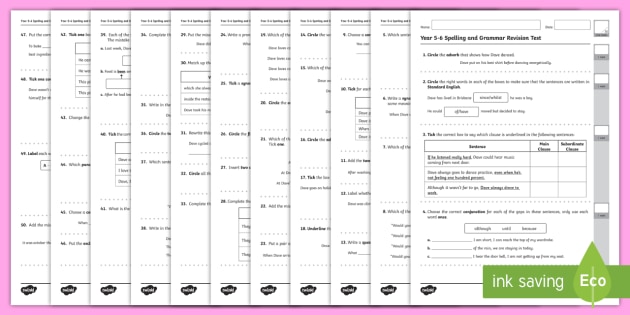 Year 5 6 Spelling And Grammar Revision Worksheet Activity Sheets