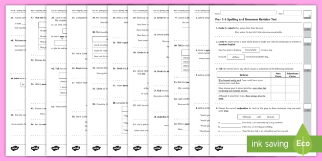 year 5 6 spelling and grammar revision worksheets