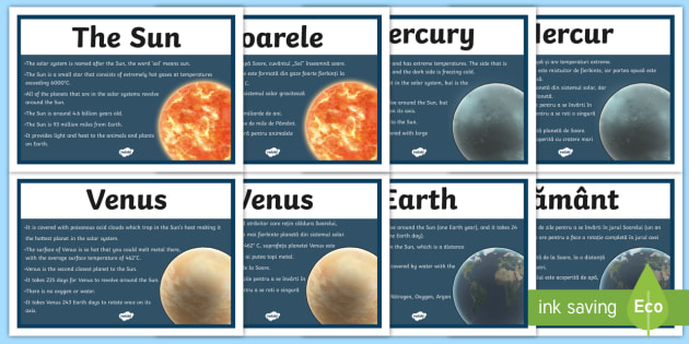 Solar System Display Facts Posters Englishromanian Solar