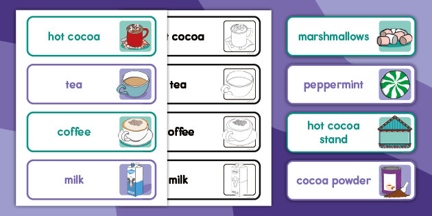 Hot Cocoa Stand Dramatic Play Word Cards