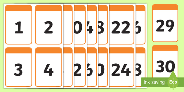 free number digit cards 0 30 teacher made