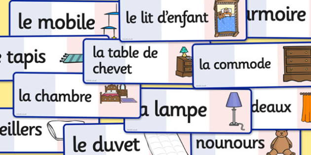 french bedroom words flashcards - french, bedroom, words, cards