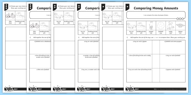 Comparing Money Amounts Differentiated Worksheet / Activity