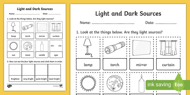 Light Sources Ks1 Worksheet Teacher Made