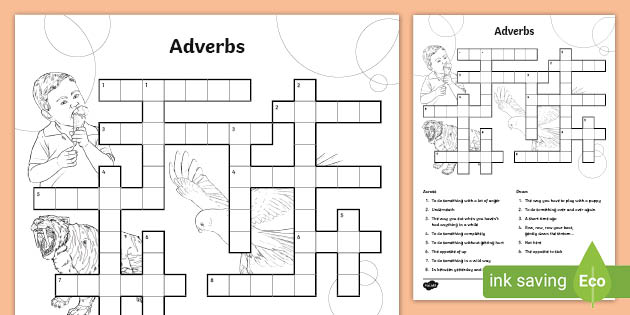 Adverbs Crossword Puzzle With Answers Primary Resource