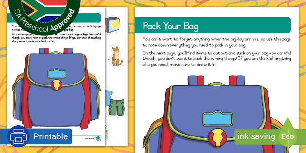 Back to School Backpack Activity Sheet teacher made