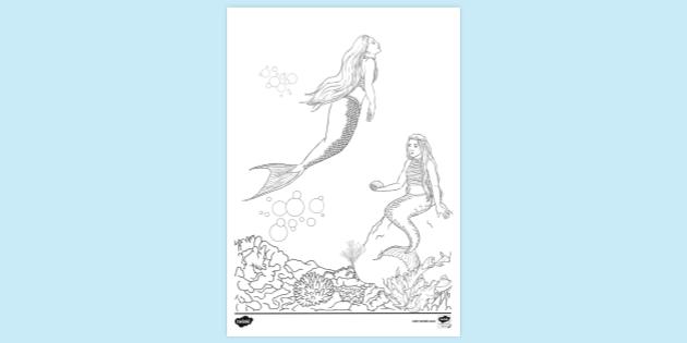 FREE! - Colouring Page of Pretty Mermaids | Colouring Sheets