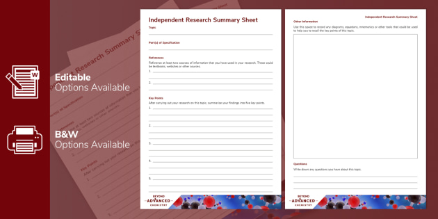 research summary example chemistry