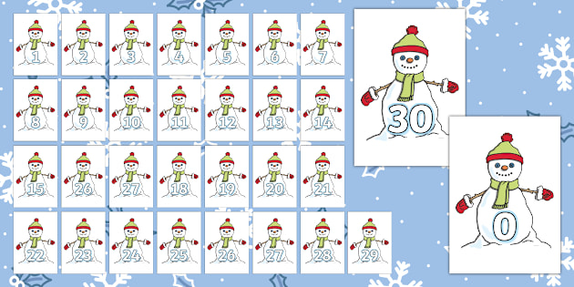 numbers-0-30-on-snowmen-christmas-maths for Free Printable Christmas Numbers 1 30 Numbers 0-30 on Snowmen - Christmas Maths for Free Printable Christmas Numbers 1 30