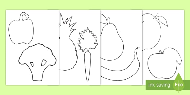 Vegetables and Fruit Templates - Shadow Puppet Cut-Outs