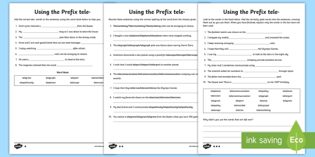 prefix-tele-differentiated-worksheets-teacher-made