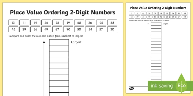 ordering 2 digit numbers worksheet cfe teaching resource