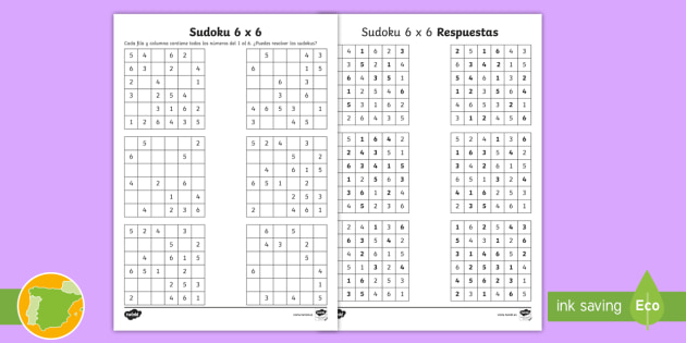 Prestador Estado seco Ficha de actividad: Sudoku 6x6 (teacher made) - Twinkl
