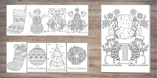 Christmas Mindfulness Colouring Cards | Twinkl Party