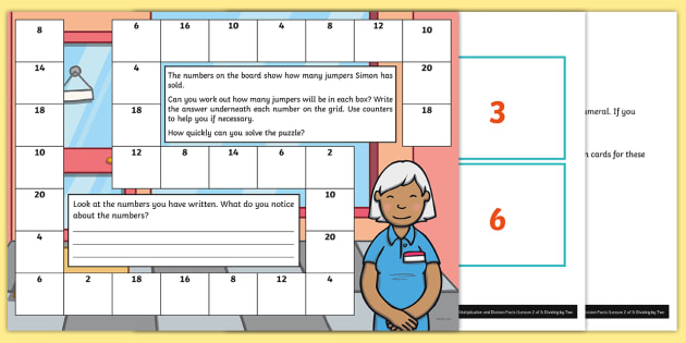 Mastering Division Facts For The Two Times Table Differentiated Worksheet /