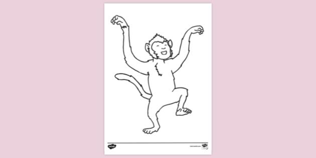 monkeys jumping on bed coloring pages