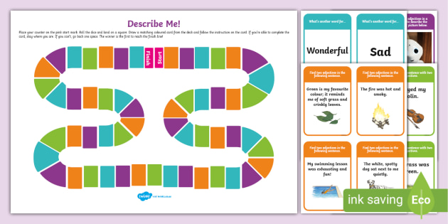 Adjectives Spanish Legal Size Photo Card Game