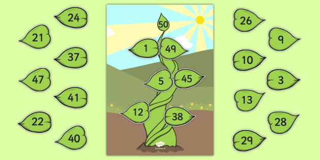 Number Bonds to 50 Beanstalk Activity (teacher made)