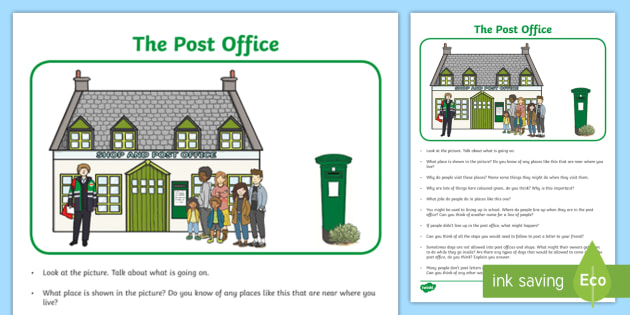 The Post Office Oral Language Worksheet / Worksheet - Twinkl