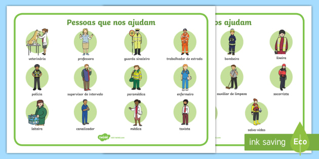 Vocabulário ilustrado pessoas que nos ajudam - Um tapete de palavras muito