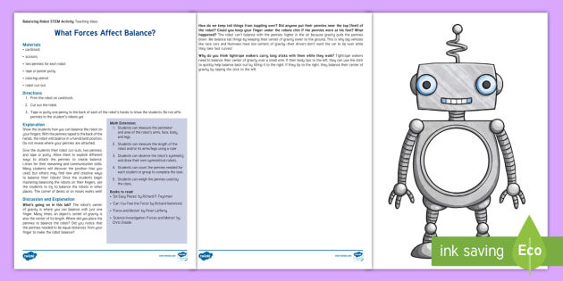 Robot Balancing STEAM Teaching Ideas - - Science