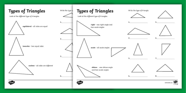 Twinkl　Practice　Worksheet　Triangles　Classifying　USA