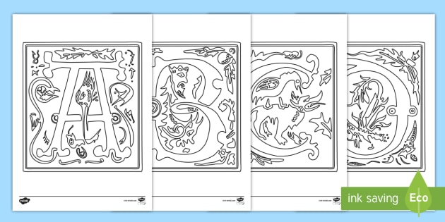 Illuminated Letters Colouring Pages Letters Illuminated