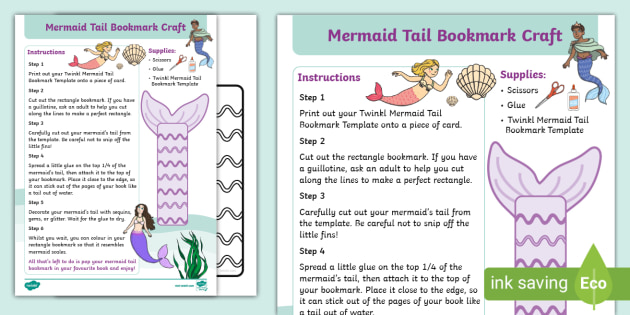 FREE! - Mermaid Tail Bookmark Craft (teacher made)