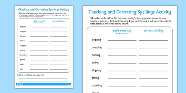Adding ing and ed Spelling Correction Activity - activity, ing
