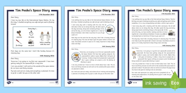 KS1 Tim Peake's Space Diary Differentiated Fact File