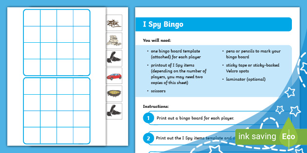 Outdoor Hunt I Spy Bingo