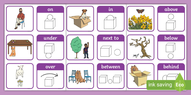 Prepositions: IN, ON, AT, UNDER, TO, FROM, FOR, WITH, WITHOUT