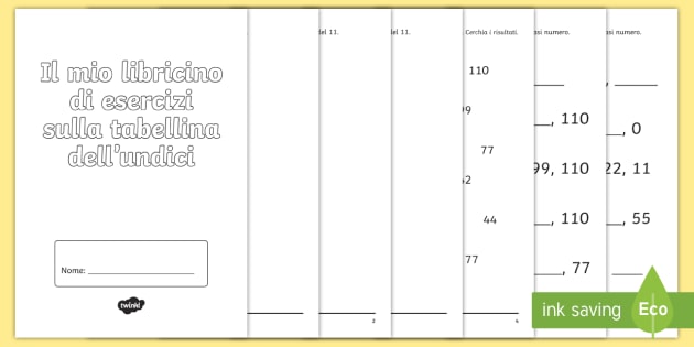 La Tabellina Dell Undici Attivita Teacher Made