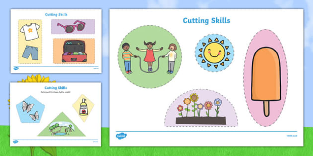 summer themed cutting skills worksheets teacher made