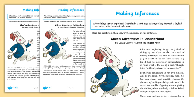 Alice in Wonderland Guided Reading Inference Worksheet