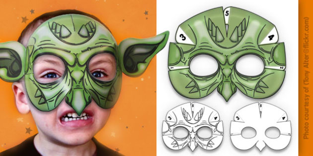 hjem Asser medier 3D Halloween Goblin Monster Mask (teacher made) - Twinkl