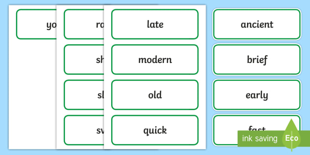 Time Adjectives Word Cards - Resource for Teachers