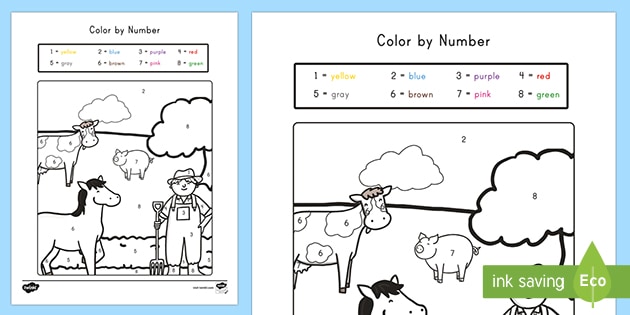 Farm Color by Number Activity (teacher made) - Twinkl