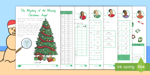 New Zealand Mystery of the Missing Christmas Angel Maths Mystery Game