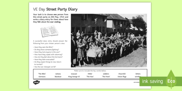 VE Day Diary Worksheet