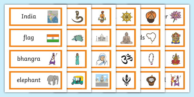 India Word Cards (teacher Made)