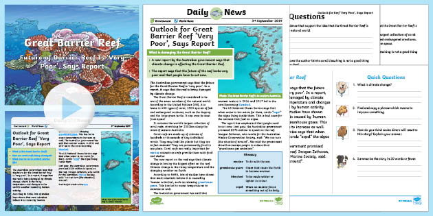 UKS2 Great Barrier Reef Daily News Resource Pack