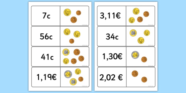 Euro Coin Value Loop Cards teacher made Twinkl