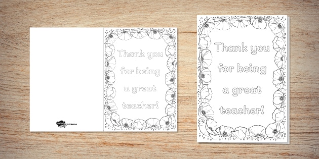 Teacher Thank You Colouring Card | Twinkl Party