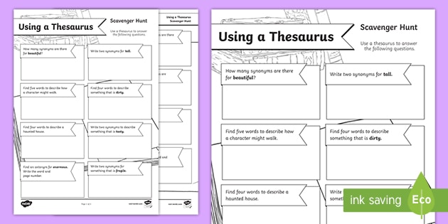 Thesaurus Practice — Matching and Finding Synonyms (Years 3-4)